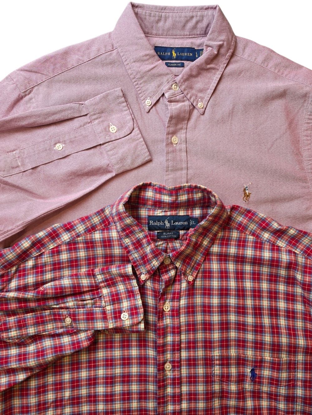 Ralph Lauren Men’s Button-Down Shirts Large Pink Plaid Mix Preppy Classic Sporty